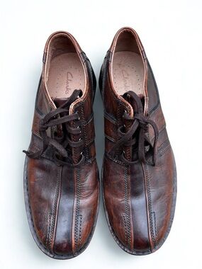 CLARKS Touareg 70852 Mens Brown Chestnut Leather Casual Oxford Shoes Size 11.5 M